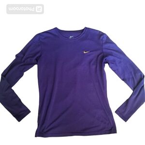 Nike Womens DRI-FIT Long Sleeve Shirt Laker Purple w/Gold Swoosh Size M EUC